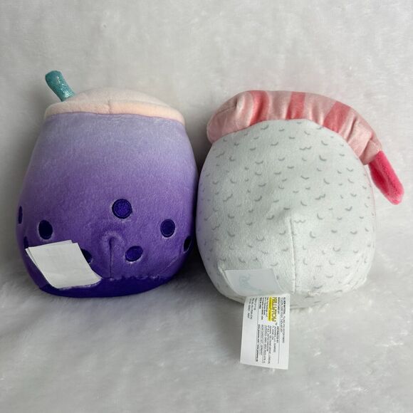 5" Squishmallows Lot of 2: Purple Boba Milk Tea Drink, Sushi Rice Shrimp Plush - Picture 7 of 7